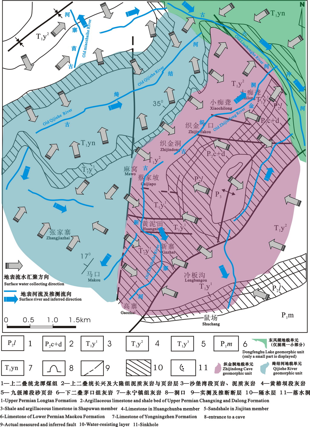2014-05-05织金洞区域河流变迁示意图-（2）地表河初始阶段
